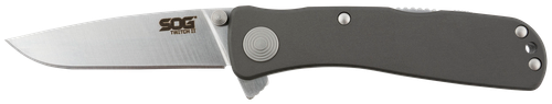 S.O.G Twitch II 2.65" Folding Drop Point Plain Satin Aus-8A Blade Gray Handle - SOGTWI8CP