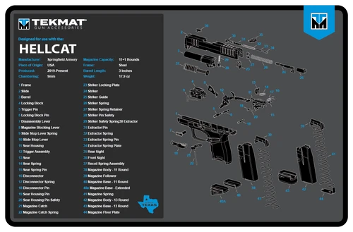 Beck TEK Llc TekMat Springfield Armory Hellcat Cleaning Mat Black/Blue/White - TEKR17HELLCATBLU