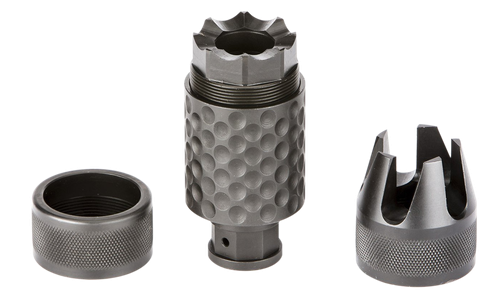 Spikes Tactical Barking Spider2 Muzzle Brake Black Nitride 4140 Chromoly Steel with 1/2"-28 tpi Threads 3.75" OAL & 1.40" Diameter for 5.56x45mm NATO