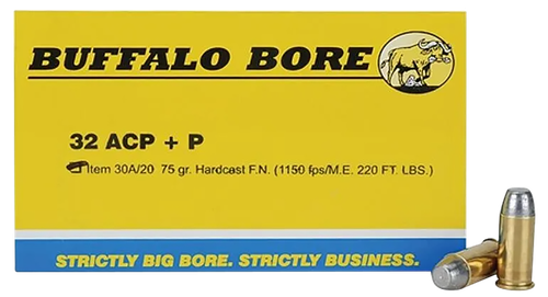 Buffalo Bore Personal Defense Strictly 32 ACP +P Ammo 75gr Hard Cast 20 Rounds - 30A20