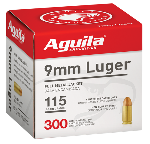 Aguila 9mm Luger Ammo 115gr FMJ 300 Rounds - 1E097700
