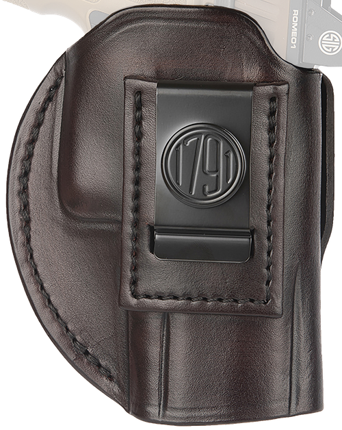 1791 Gunleather 4-Way IWB/OWB Size 06 Signature Brown Leather Belt Clip Fits Glock 21/Sig P225 Right Hand