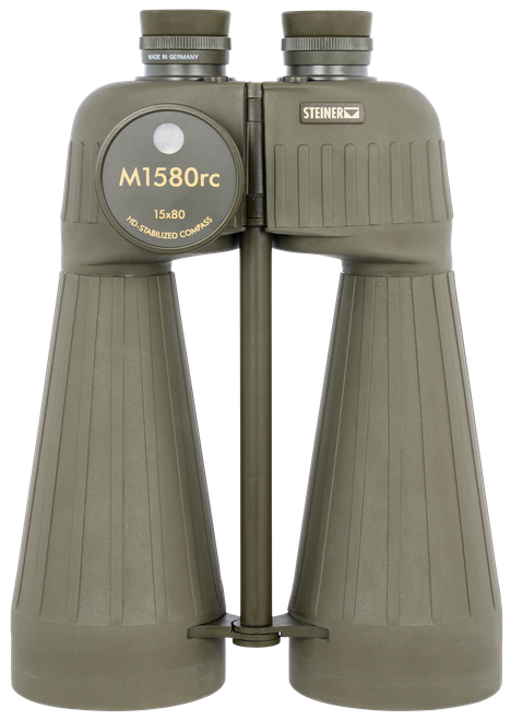 Steiner M1580 Reticle & Compass 15x80mm Range Finding Floating Prism Sports-Auto Focus OD Green Makrolon w/Rubber Armor Features