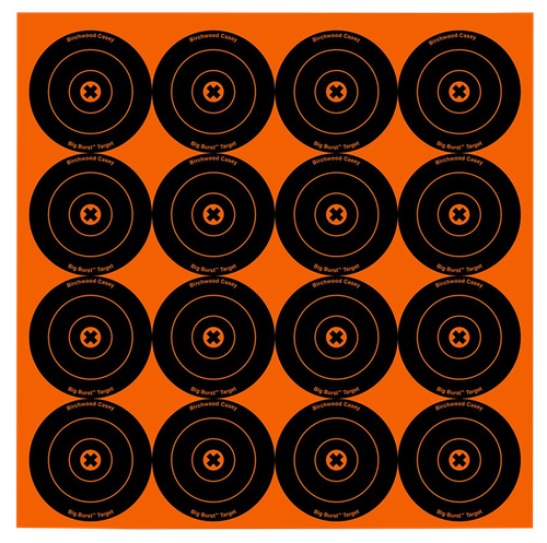 Birchwood Casey Big Burst Revealing Target Self-Adhesive Paper Black/Orange 3" Bullseye 48 Pack