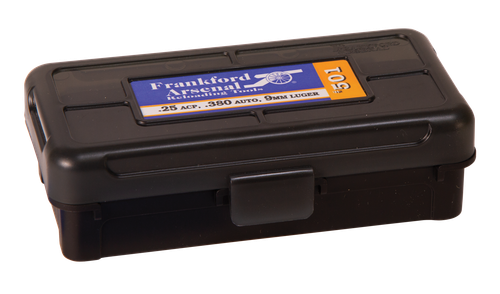 Frankford Arsenal Hinge-Top Ammo Box 9mm/25/380 ACP Black Polymer 50-Round