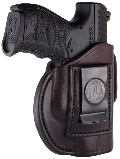 1791 Gunleather 4-Way IWB/OWB Size 03 Signature Brown Leather Belt Clip Fits Glock 26/Ruger LC9/S&W M&P Shield/2.0 9/40 Right Hand