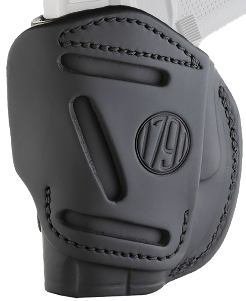 1791 Gunleather 4-Way IWB/OWB Size 02 Stealth Black Leather Belt Clip Fits Ruger LCP/S&W Bodyguard/Glock 42/43/43X Right Hand