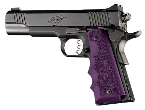 Hogue OverMolded Grip Cobblestone Purple with Finger Grooves for 1911 Government - 45006