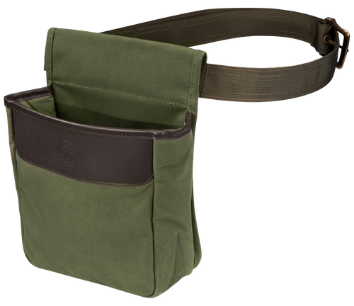 Beretta Waxwear Shell Pouch Green Cotton/Leather 50-Round - BS961020610076