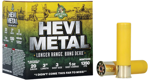 Hevi-metal Longer Range 20 Gauge Ammo 3" 1oz #3 25 Rounds - HS39003