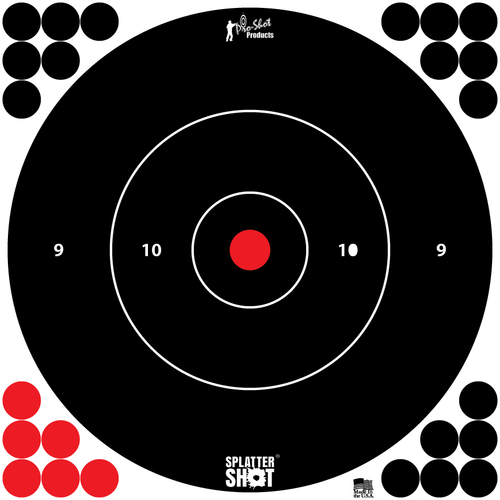 Pro-Shot SplatterShot Bullseye Hanging Tagboard 12" Black/Red Impact Enhancement White 5 Pack