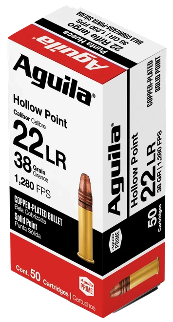 Aguila Super Extra High Velocity Copper Plated 22 LR Ammo 38gr HP 50 Rounds - 1B220335
