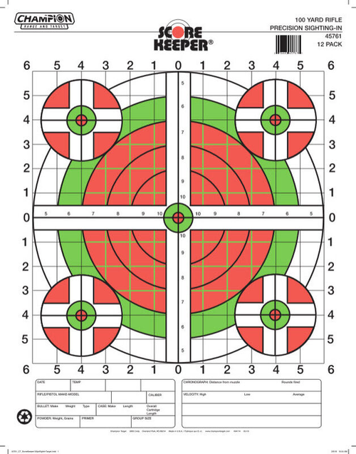 Champion Targets Score Keeper Sight-In Bullseye Paper