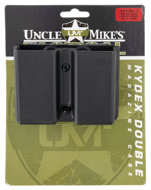 Uncle Mike's Double Magazine Case Black Belt Clip 9mm 40 S&W Belts 1.75" Wide - 51361