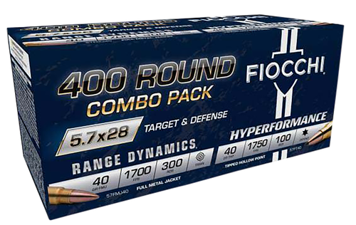 Fiocchi Hyperformance Combo Pack 5.7x28mm Ammo 40gr FMJ 400 Rounds - 57COMPT