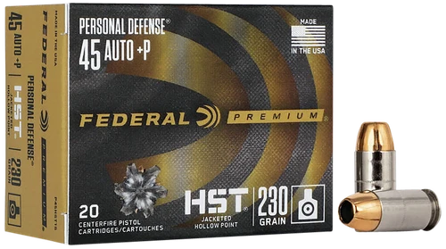 Federal Personal Defense 45 ACP Ammo 230gr HST JHP 20 Rounds - P45HST1S