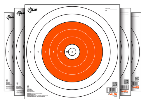 EZ-Aim Bullseye Paper Hanging 12" x 12" White/Orange 12 Per Pack