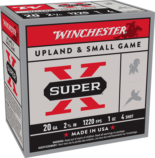 Winchester Super X Heavy Game High Brass 20 Gauge Ammo 2-3/4" 1oz #4 25 Rounds - X204