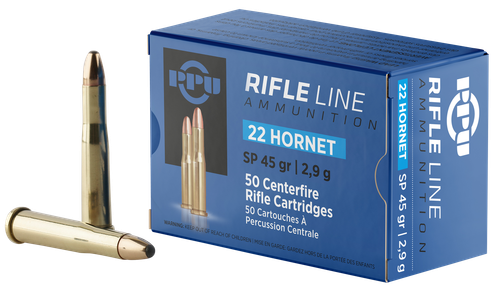 PPU Standard Rifle 22Hornet 45gr Soft Point 50 Per Box/20 Case