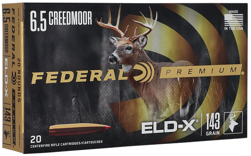 Federal 6.5 Creedmoor Ammo 143gr ELD-X 20 Rounds - P65CRDELDX1