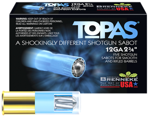 Brenneke Topas 12 Gauge Ammo 2-3/4" 2/3oz Sabot Slug Sabot Slug 5 Rounds - SL122TOP