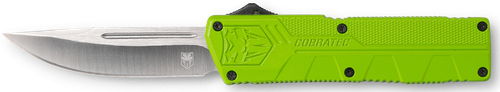 Cobra Tec Lightweight 3.25" OTF Drop Point Plain D2 Blade/Zombie Green Handle - ZBGCTLWDNS