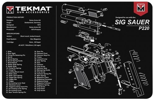 TekMat Sig Sauer P220 Cleaning Mat Black/White