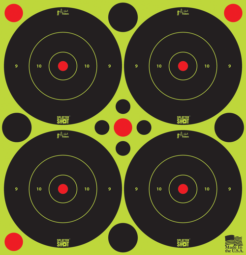 Pro-Shot SplatterShot Self-Adhesive Paper Black/Green 3" Bullseye 12 Pack/48 - 3BGREEN48