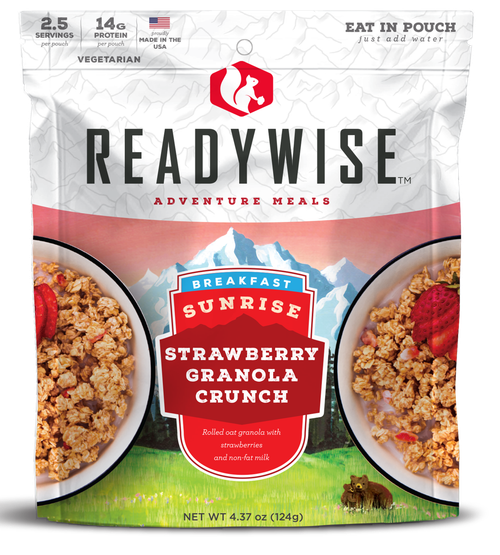 Readywise Outdoor Food Kit Sunrise Strawberry Granola Crunch Breakfast Entree - RW05007