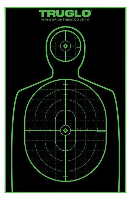 TruGlo Tru-See Handgun Target Self-Adhesive Heavy Paper Black/Green 12"x18" - TG13A25