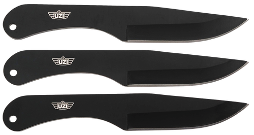 Uzi Accessories Throwing Knives IV Three 8.25" Plain Black Stainless Steel