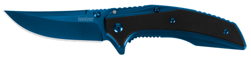 Kershaw Outright 3" Folding Trailing Point Plain PVD 8Cr13MoV Blade Black/Blue G10/Stainless Handle Includes Pocket Clip