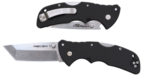 Cold Recon 1 Mini 3" Folding Tanto Plain Stonewashed Aus-10A Blade/ Black Green - CS27BAT