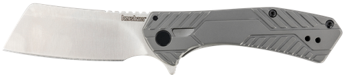 Kershaw Static 2.90" Folding Cleaver Plain Satin 8Cr13MoV Stainless Blade Gray PVD Steel Handle Includes Pocket Clip
