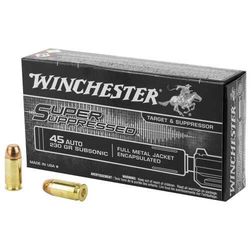 Winchester Super Suppressed Handgun Ammunition .45 ACP 230 gr. FMJE 850 fps 50/ct