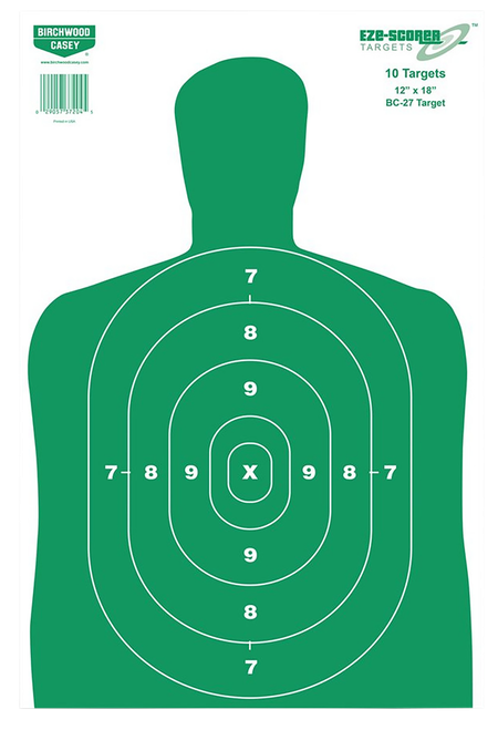 Birchwood Casey EZE-Scorer BC-27 Silhouette Paper Target 12" x 18" 100 Count - 37010