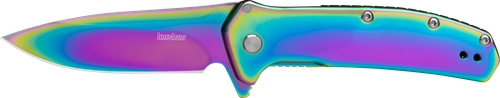 Kershaw Outcome 2.80" Folding Drop Point Plain Polished Rainbow PVD 8Cr13MoV Stainless Blade Steel Handle