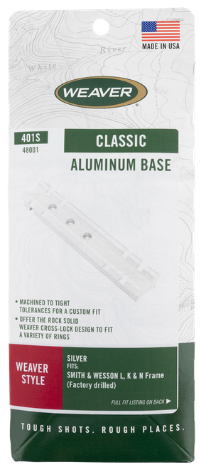 Weaver Mounts Top Mount Base 401S Silver S&W L/K/N Frame