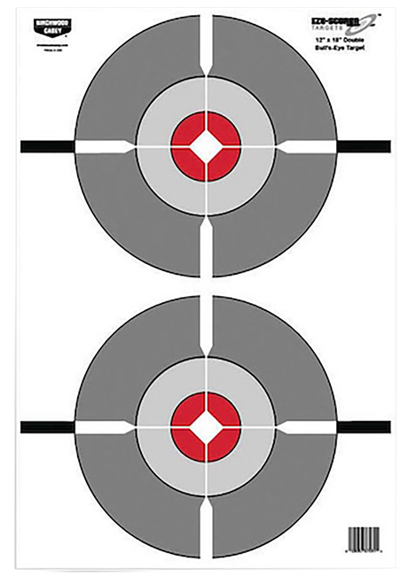 Birchwood Casey BC- EZE-Scorer Double Bullseye Hanging Paper 12" x 18" Gray/Red 10 Pack
