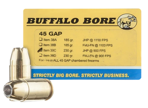 Buffalo Bore Personal Defense Strictly Business 45 GAP Ammo 230gr HP 20 Rounds - 38C20