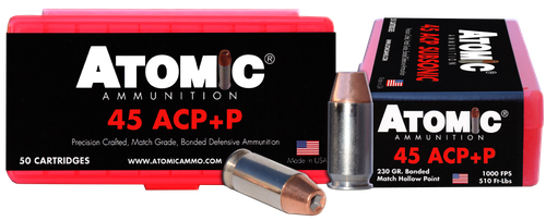 Atomic Ammunition Pistol Precision Craft 45 ACP +P 230gr Bonded Match Hollow Point 50 Per Box/10 Case