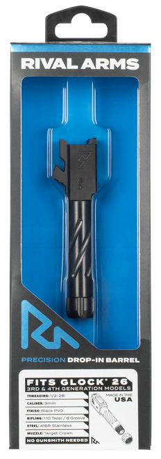 Rival Arms Precision V1 Drop-In Barrel 9mm Luger 3.43" Black PVD Finish 416R - RA20G602A