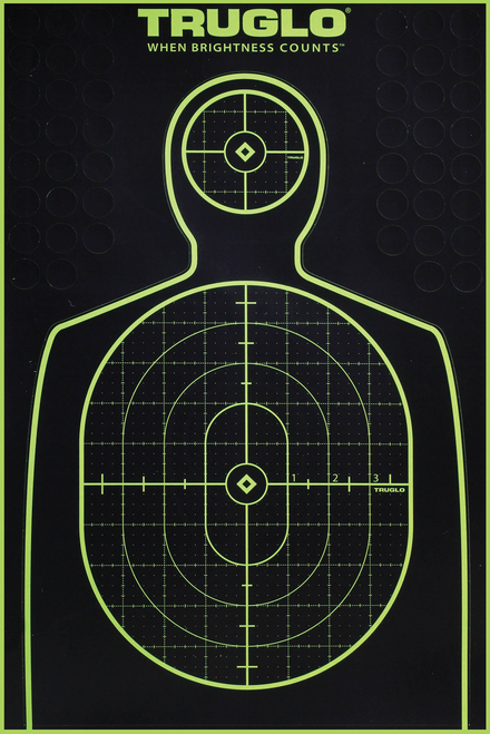 TruGlo Tru-See Handgun Target Self-Adhesive Heavy Paper Black/Green 12"x18" Silhouette 6 Pack