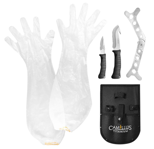 Camillus Hunting Kit Fixed Caper/GutHook Plain Titanium