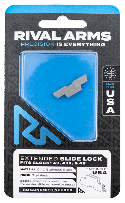 Rival Arms Slide Lock Extended Polished Stainless for Glock 43/43X/48 - RARA80G003D