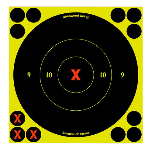 Birchwood Casey Shoot-N-C Reactive Target Self-Adhesive Paper Black/Yellow 6" X-Bullseye 60 Pack