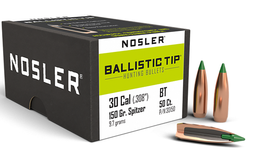 Nosler Ballistic Tip 30Cal 150gr Spitzer 50/Box