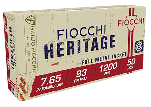 Fiocchi Heritage 7.65x21mm Parabellum 93gr Full Metal Jacket 50 Rounds - 765A