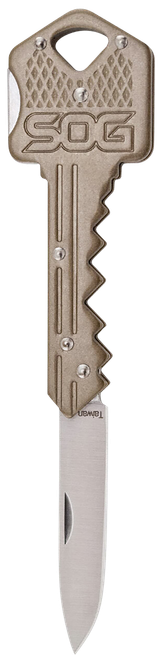 S.O.G Key 1.50" Folding Plain Drop Point Satin 5Cr13MoV Stainless Blade/ Brass Steel Handle