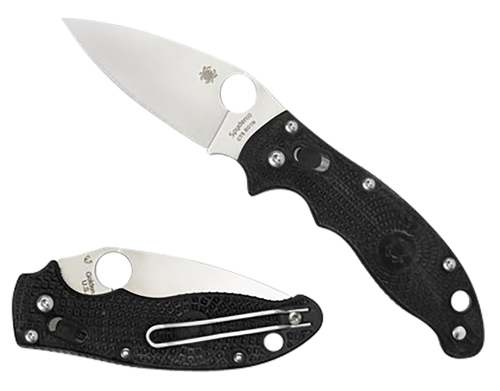 Spyderco Manix 2 Lightweight 3.37" Folding Plain Satin CTS BD1 Stainless Blade/Black Bi-Directional Texturing Frcp Handle Includes Pocket Clip